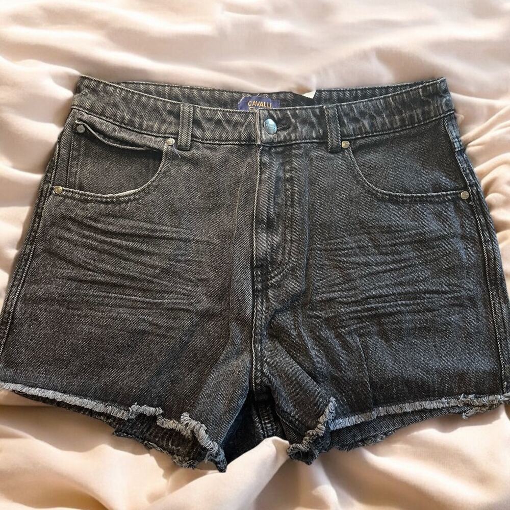 CAVALLI CLASS BY ROBERTO CAVALLI Women's Frayed Hem Denim Shorts - 10 - NWT